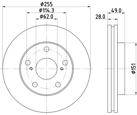 HELLA PAGID Тормозной диск 8DD 355 104-911